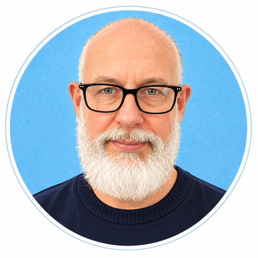 Cartoon portrait of Nik Peachey